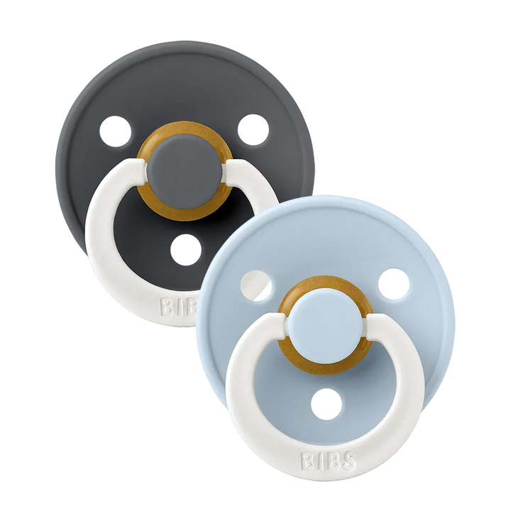 BIBS CHUPO LATEX SIZE2 IRON NIGHT/BABY BLUE NIGHT 2PK