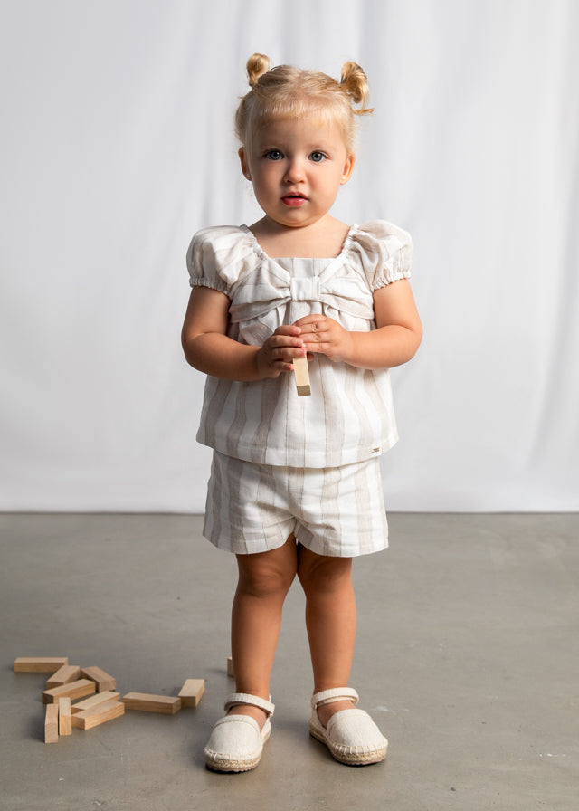 Mayoral Conjunto De Short Rayas Avellana para Bebé Niña