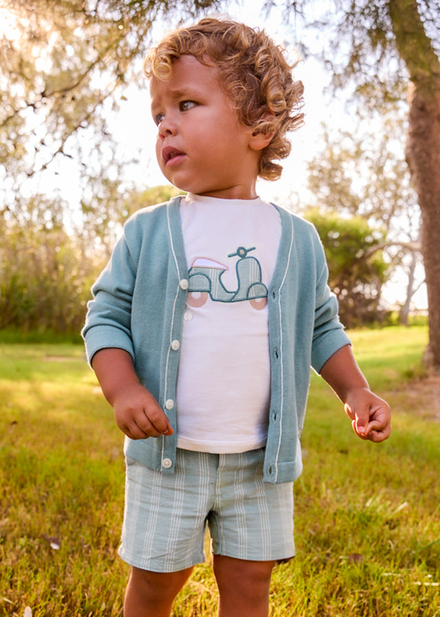 Mayoral Conjunto De Short Lino Aplique Jade para Bebé Niño