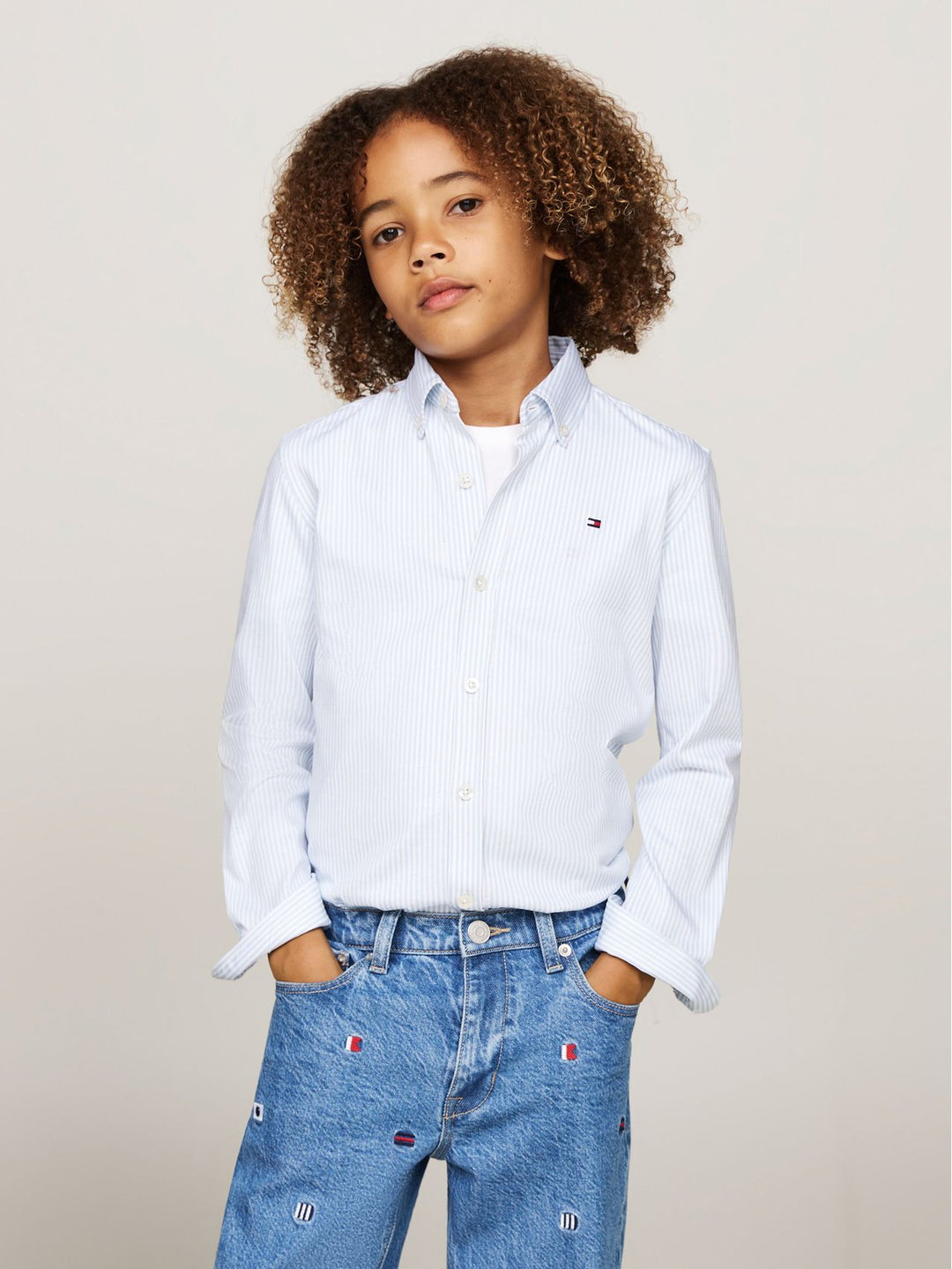 TOMMY HILFIGER NIÑO CAMISA ALLOVER REGULAR BREEZY BLUE STRIPES
