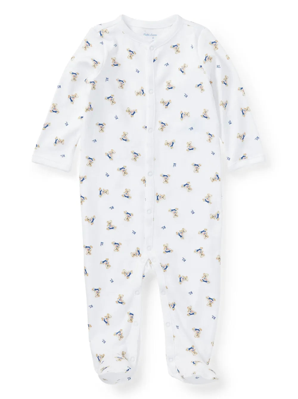 RALPH LAUREN BEBE NIÑO PIJAMA INTERLOCK WHITE/BLUE MULTI