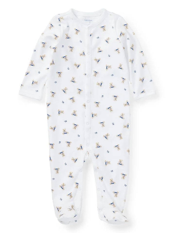 RALPH LAUREN BEBE NIÑO PIJAMA INTERLOCK WHITE/BLUE MULTI