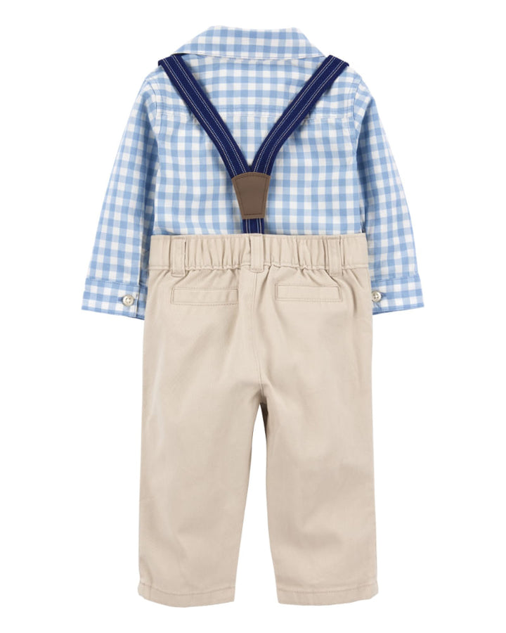 CARTERS BEBE NIÑO CONJ. DE PANTALON BLUE GINGHAM SUSPENDER
