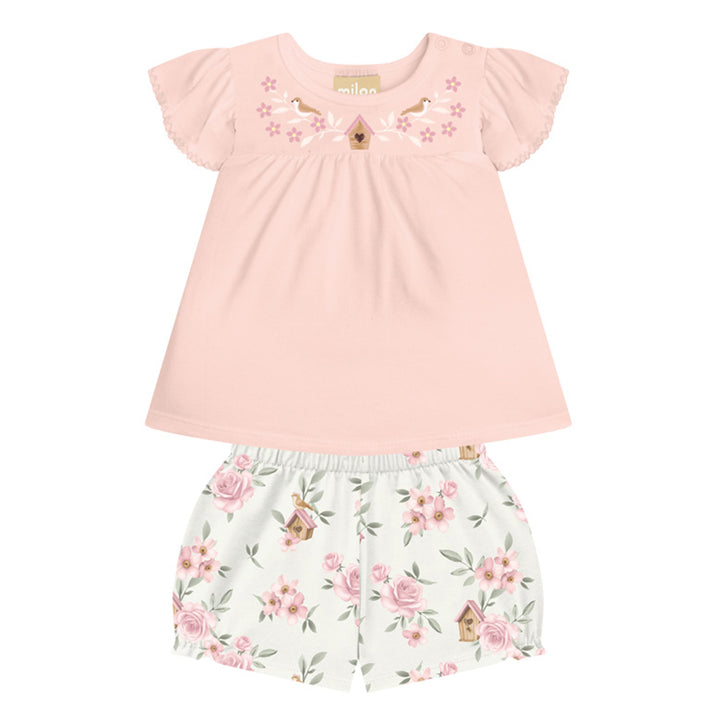 MILON BEBE NIÑA CONJ. DE SHORT ROSADO
