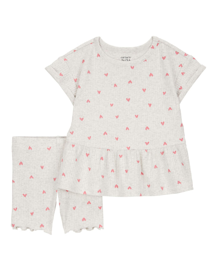 CARTERS BEBE NIÑA CONJ. DE SHORT GREY HEART 2PK