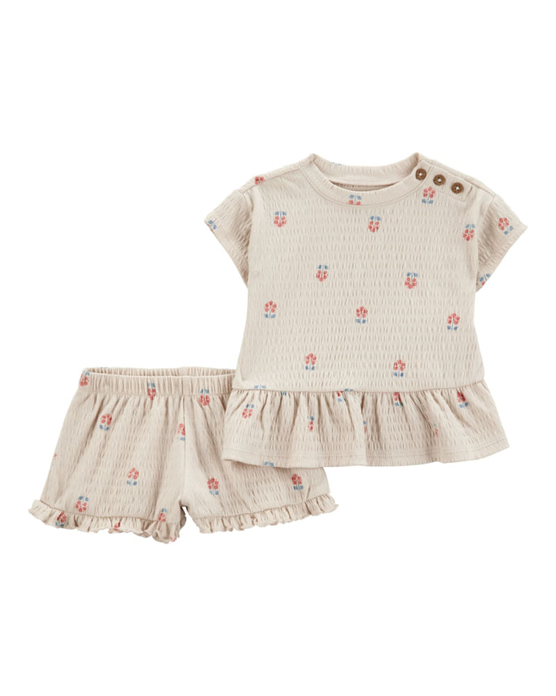 CARTERS BEBE NIÑA CONJ. DE SHORT GRAY