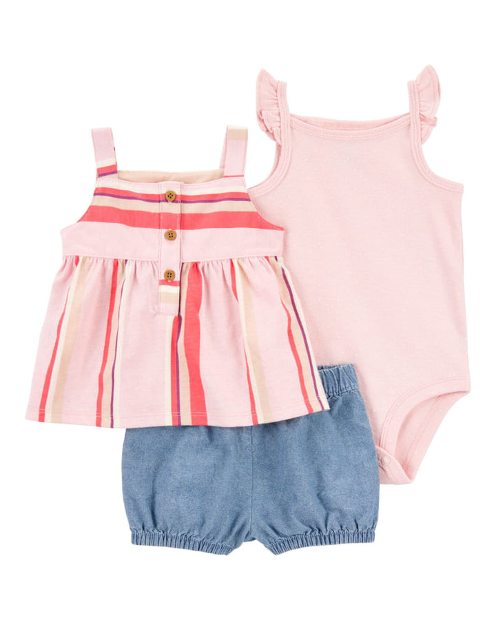 CARTERS BEBE NIÑA CONJ. DE SHORT PINK 3PZ