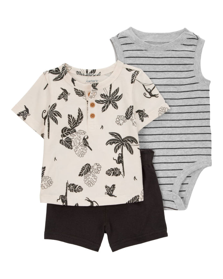 CARTERS BEBE NIÑO CONJ. DE SHORT GREEN 3PZ