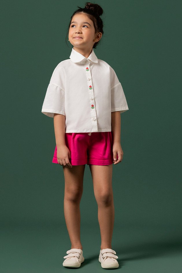 BUGBEE NIÑA CONJ. DE SHORT BLANCO/ROSADO