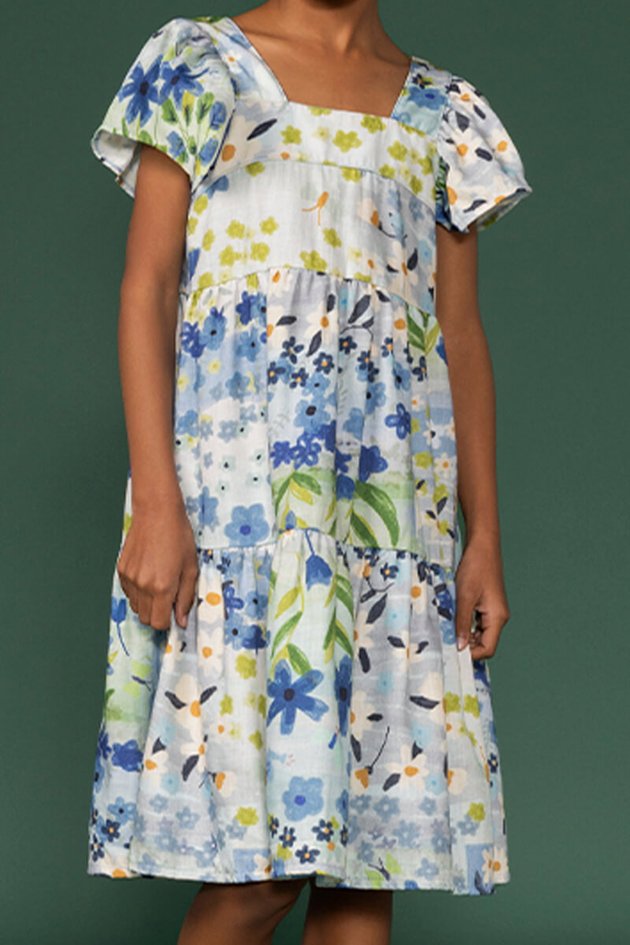 BUGBEE NIÑA VESTIDO FLORAL BLANCO/AZUL