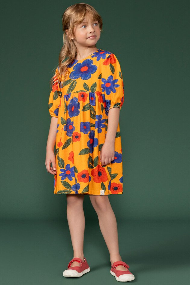 BUGBEE NIÑA VESTIDO FLORAL AMARILLO