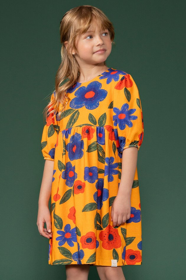 BUGBEE NIÑA VESTIDO FLORAL AMARILLO
