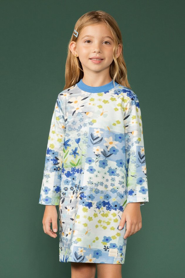 BUGBEE NIÑA VESTIDO FLORAL CELESTE