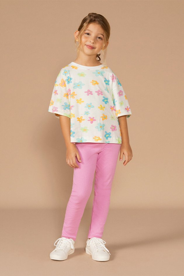 BUGBEE NIÑA CONJ. DE PANTALON FLORAL/ROSADO