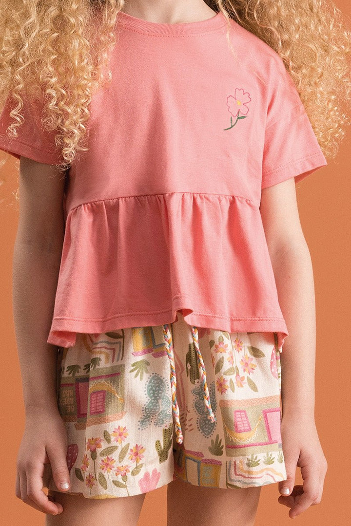 BUGBEE NIÑA CONJ. DE SHORT NARANJA