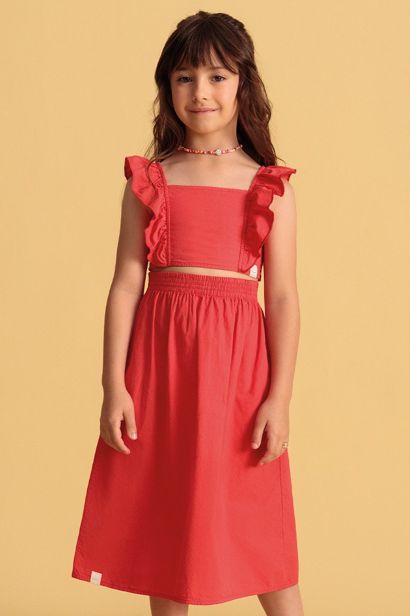 BUGBEE NIÑA CONJ. DE FALDA ROJO