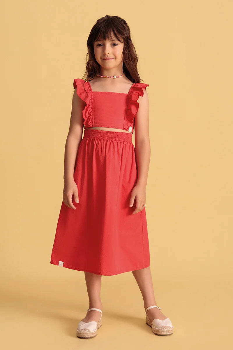 BUGBEE NIÑA CONJ. DE FALDA ROJO