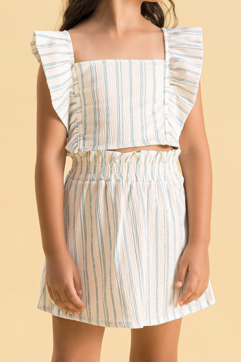 BUGBEE NIÑA CONJ. DE SHORT BLANCO/CELESTE