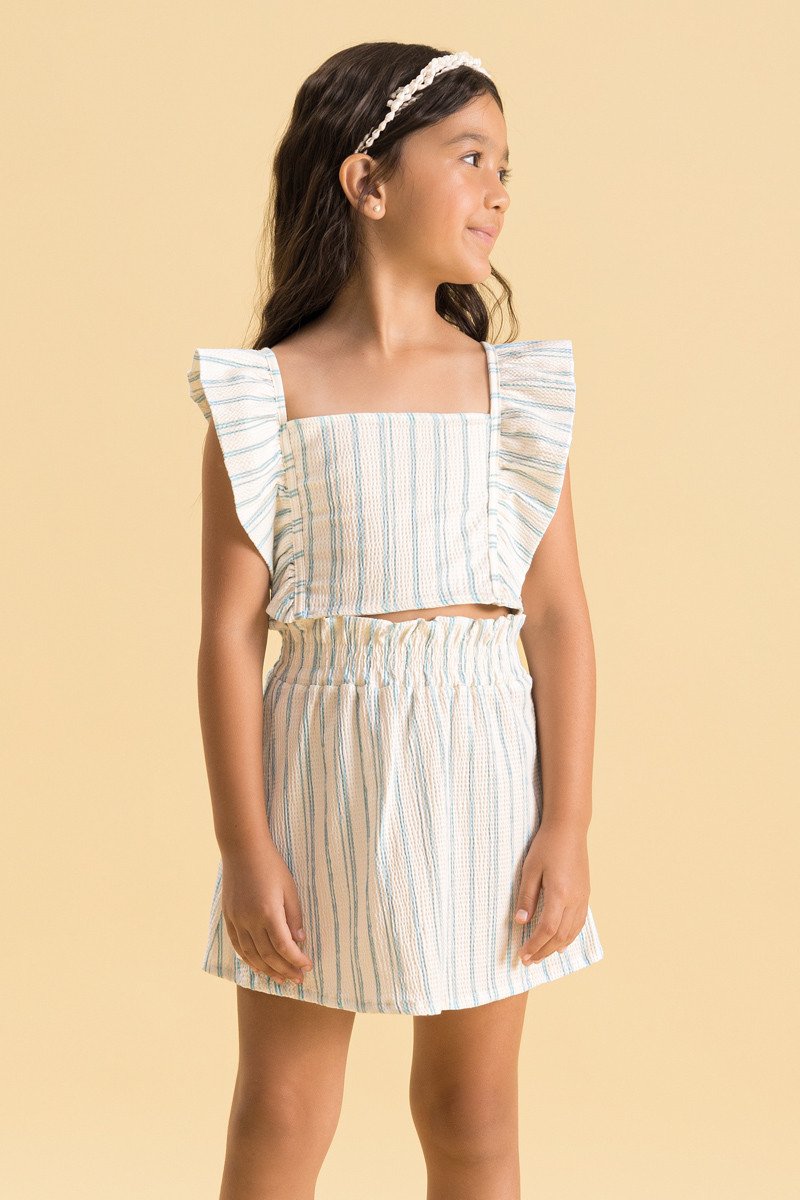 BUGBEE NIÑA CONJ. DE SHORT BLANCO/CELESTE