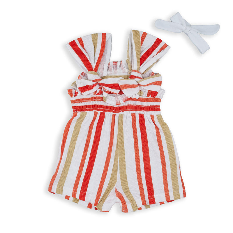 BABY BOL NIÑA OVEROL C/ VINCHA RAYAS NARANJA