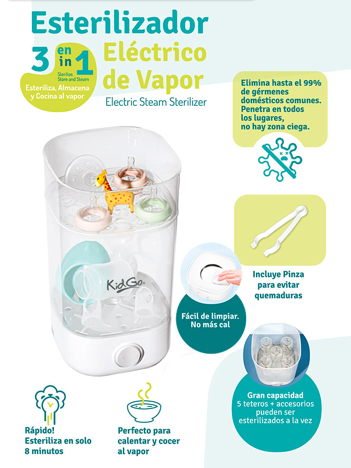 KID GO ESTERILIZADOR ELECTRICO DE VAPOR 3 EN 1
