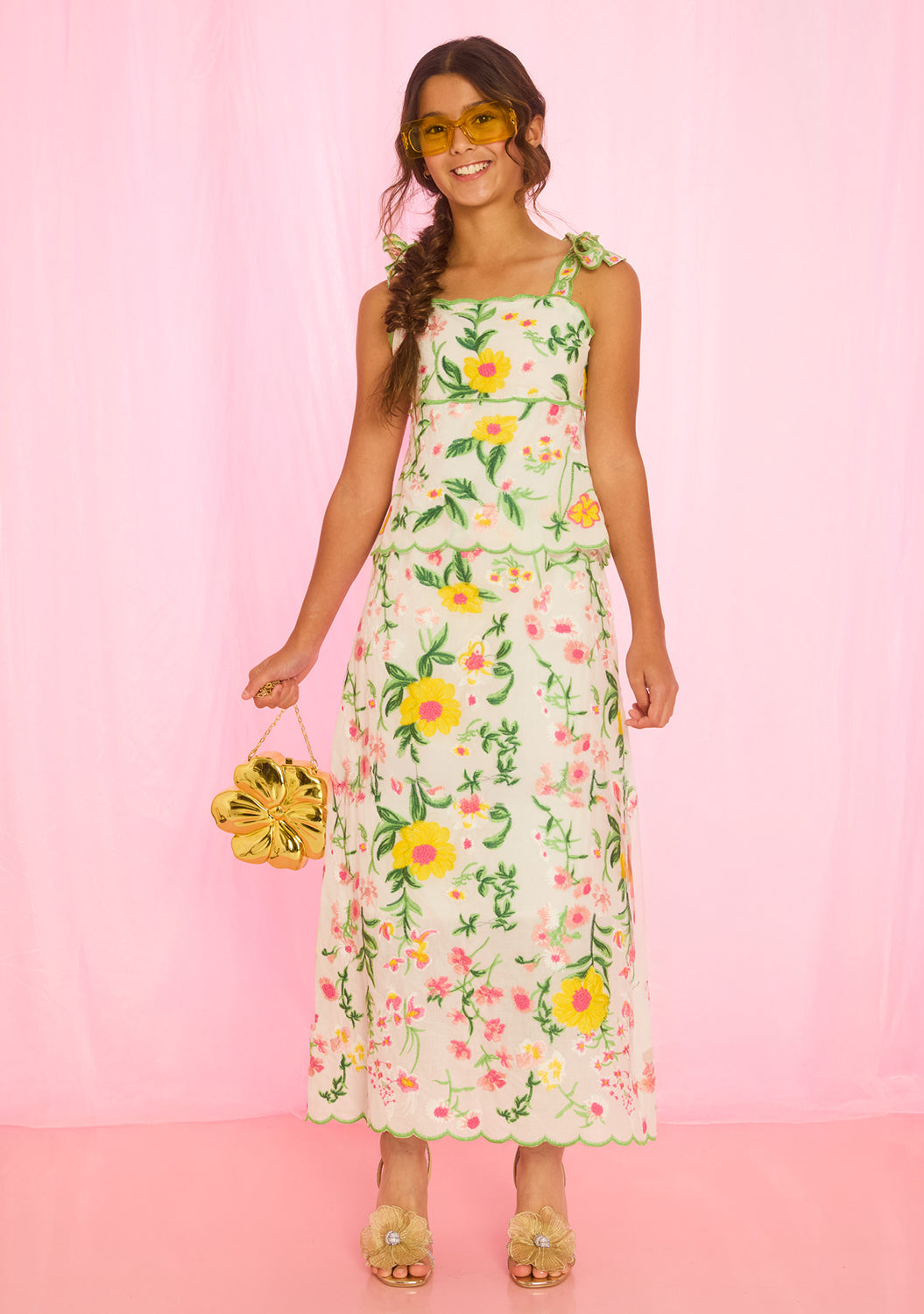 MARLO NIÑA VESTIDO KAYLEE EMBROIDERED MAXI FLORAL