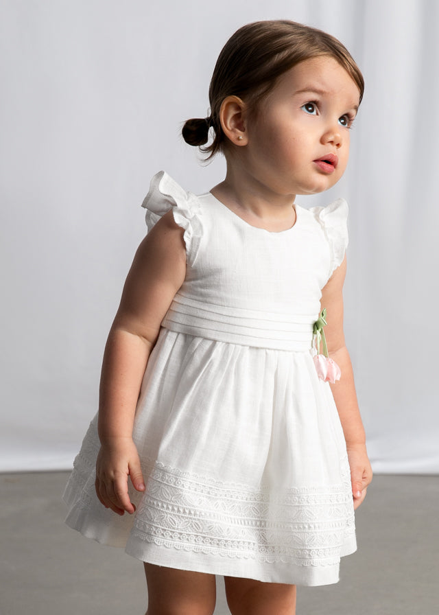 Mayoral Vestido Cinta Guipur Crudo para Niña