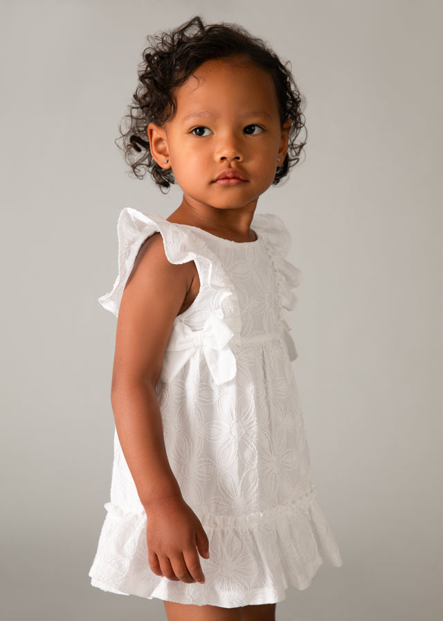 Mayoral Vestido Bordado Blanco para Bebé Niña