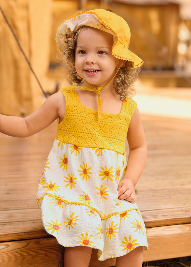 Mayoral Vestido Combinado Guipur Mimosa para Niña