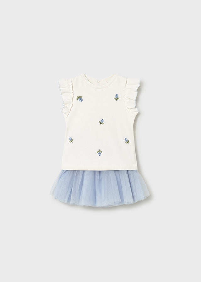Mayoral Conjunto De Falda Tul Cielo para Niña