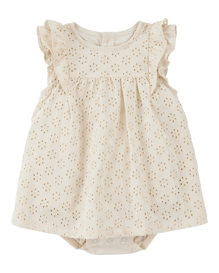 Carters Vestido Ivory Solid Eyelet para Bebé Niña