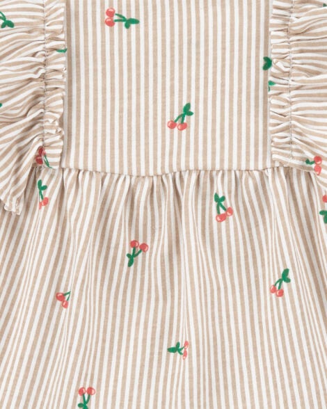 CARTERS BEBE NIÑA CONJ. DE SHORT PRINT STRIPE MINI CHERRY