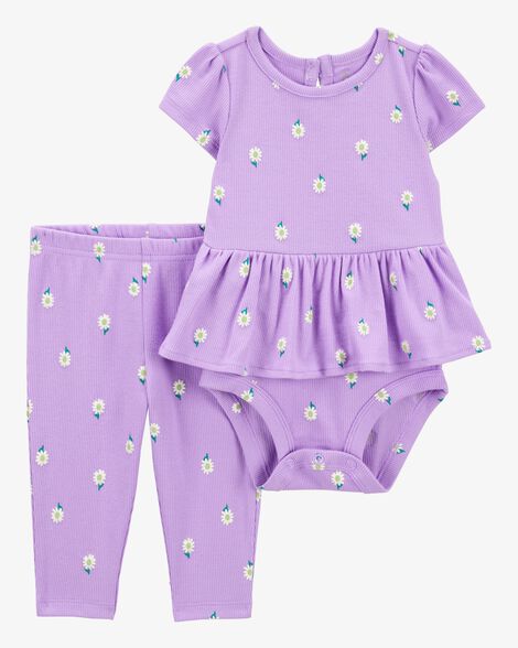 CARTERS BEBE NIÑA CONJ. DE PANTALON FLORAL PRINT PURPLE
