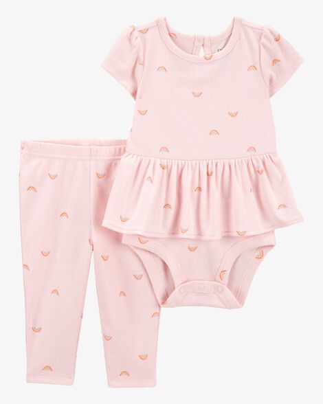 CARTERS BEBE NIÑA CONJ. DE PANTALON RAINBOW PRINT PINK
