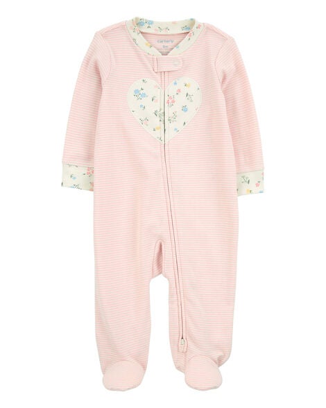 CARTERS BEBE NIÑA PIJAMA PINK STRIPE W/HEART