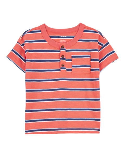 Carters Tshirt Orange Stripe Henley para Bebé Niño
