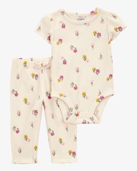 CARTERS BEBE NIÑA CONJ. DE PANTALON IVORY