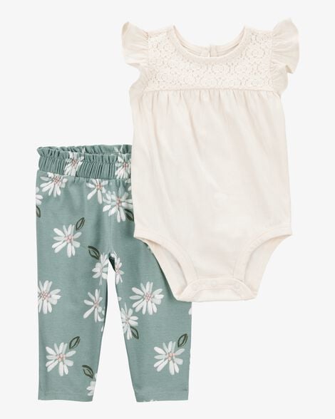 CARTERS BEBE NIÑA CONJ. DE PANTALON GREEN