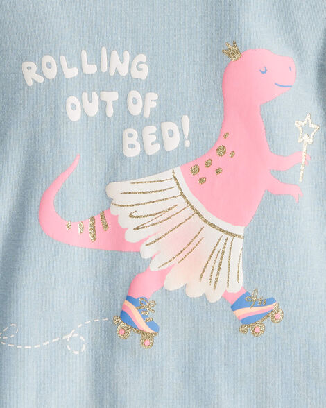CARTERS NIÑA PIJAMA COTTON BLUE-PINK DINOSAUR PRT 4PCS