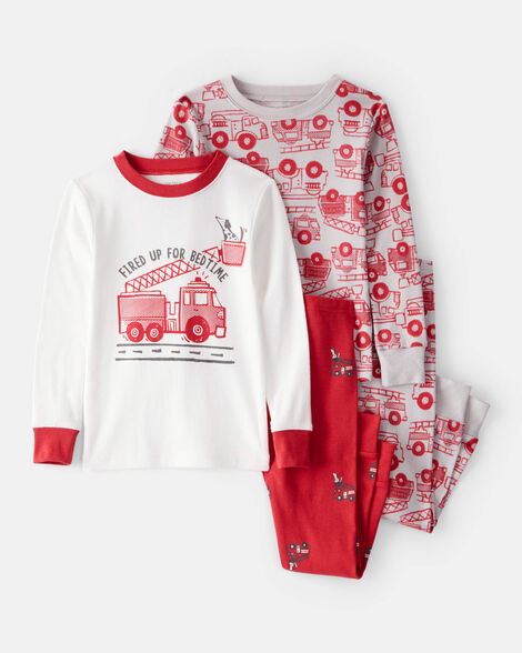 CARTERS NIÑO PIJAMA COTTON RED FIRETRUCK PRT 4PCS