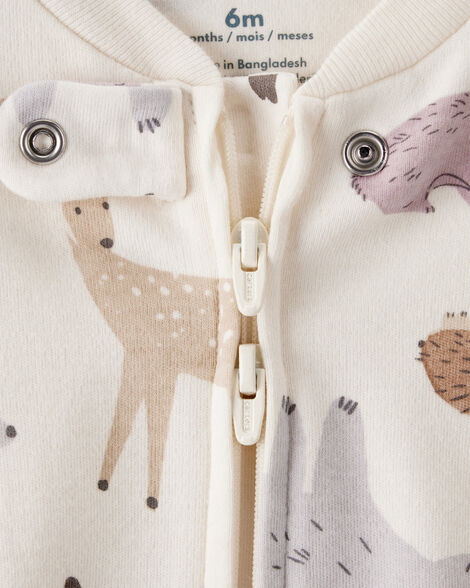 CARTERS BEBE NIÑA PIJAMA CREAM WOODLAND PRINT