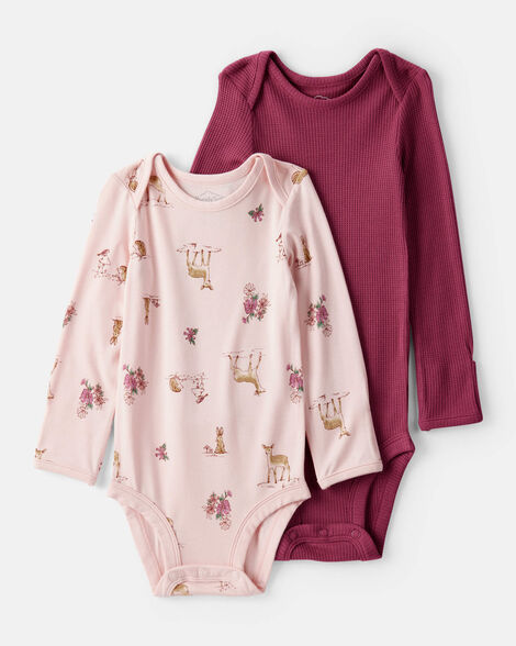 CARTERS BEBE NIÑA BODY PINK DEER PRINT-BURGUNDY PS 2PCS