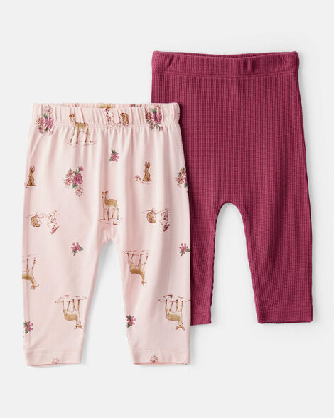 CARTERS BEBE NIÑA PANTALON PINK DEER PRINT-BURGUNDY 2PCS