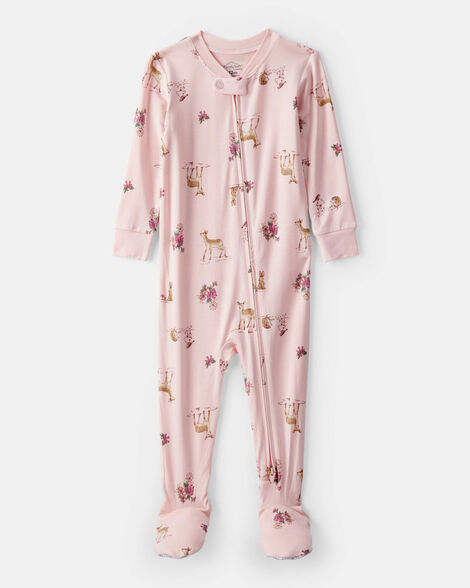 CARTERS BEBE NIÑA PIJAMA PURELYSOFT PINK WOODLAND PRINT