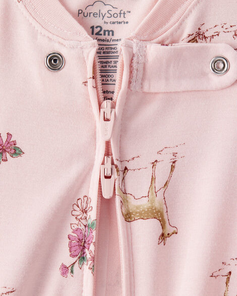 CARTERS BEBE NIÑA PIJAMA PURELYSOFT PINK WOODLAND PRINT