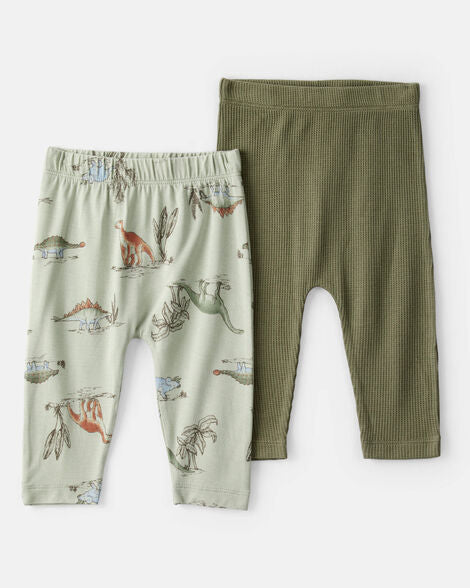 CARTERS BEBE NIÑO PANTALON GREEN DINO PRINT 2PCS