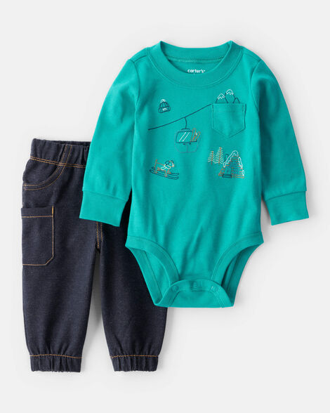 CARTERS BEBE NIÑO CONJ. DE PANTALON GREEN