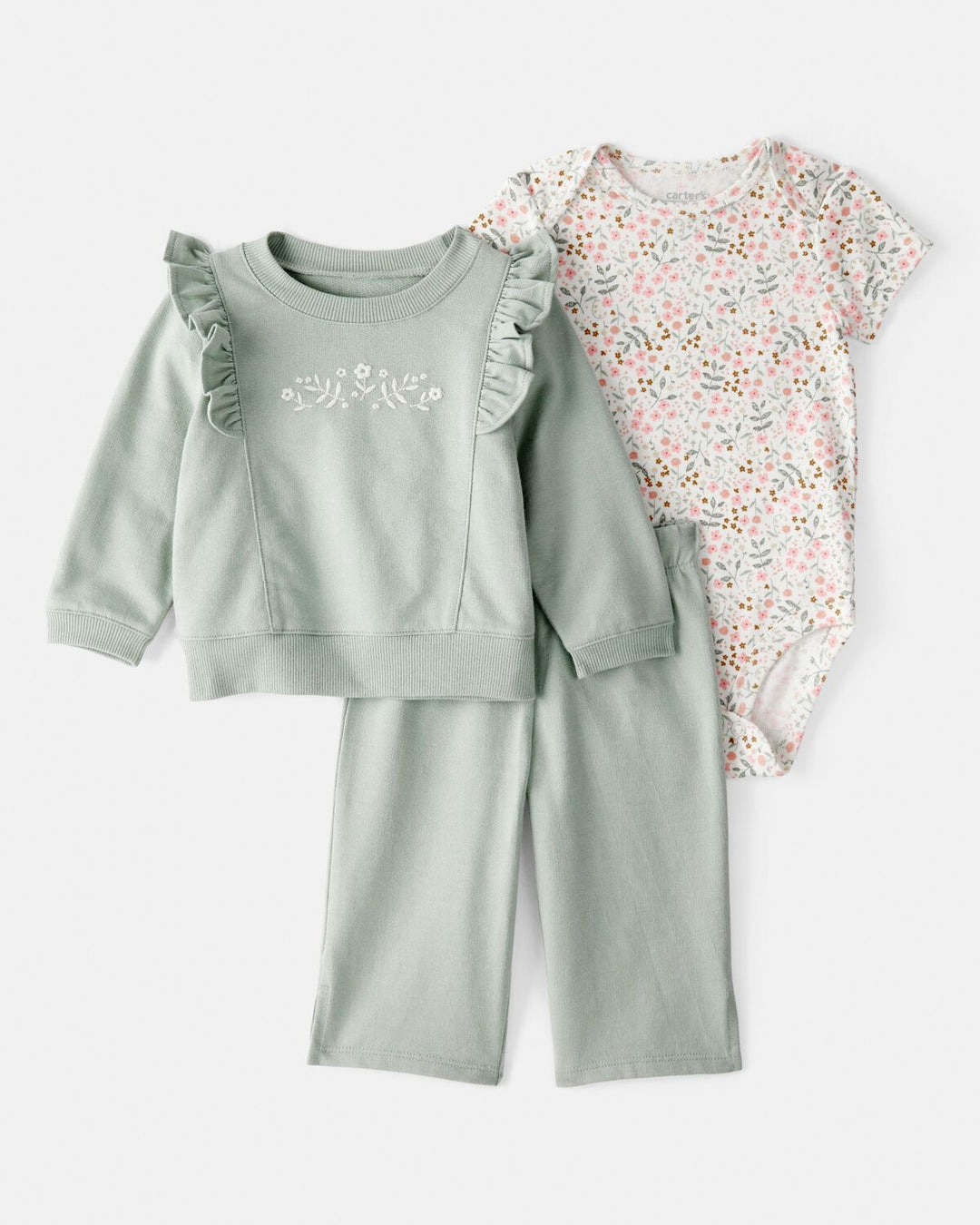 CARTERS BEBE NIÑA CONJ. DE PANTALON CARDI GREEN 3PCS