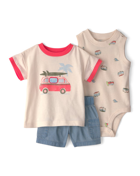 Carters Conjunto De Short Ivory 3pcs para Bebé Niño