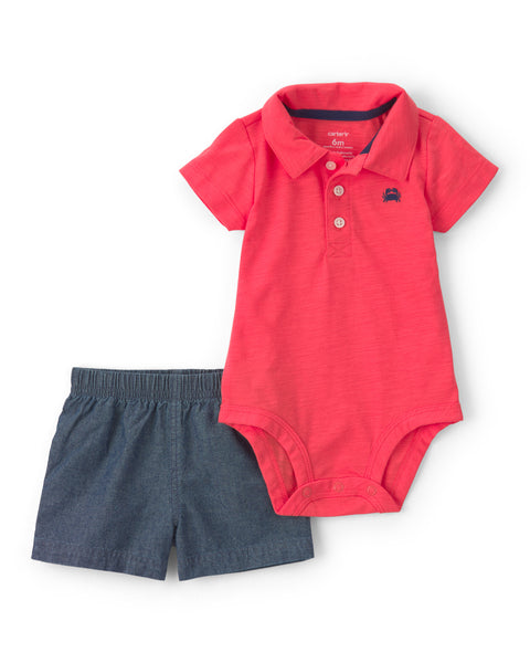 Carters Conjunto De Short Orange para Bebé Niño